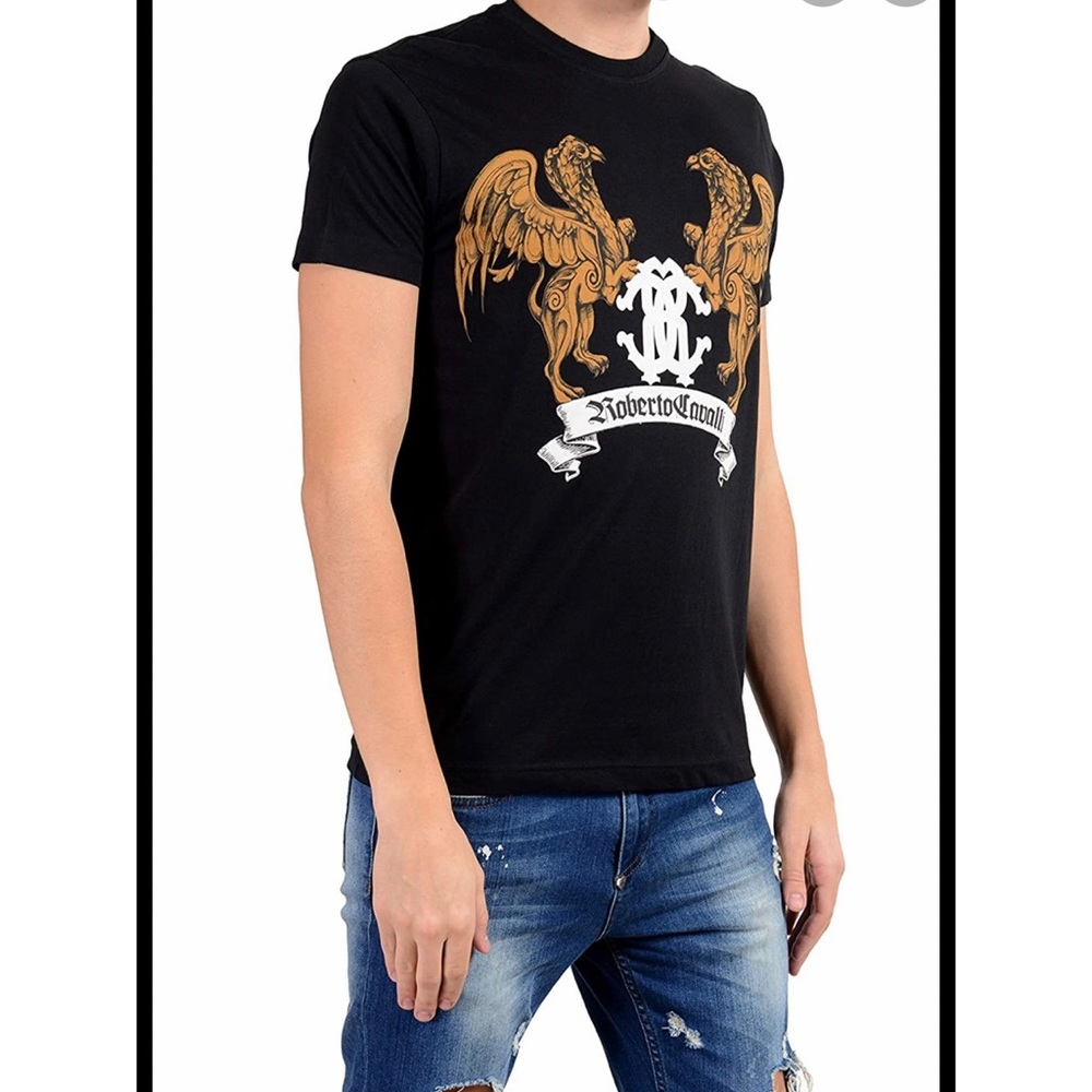 Roberto Cavalli monogram black men t shirt size medium